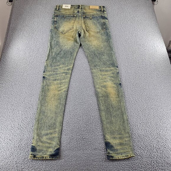 mnml Jeans Mens 31 Blue X146 Stretch Denim Distressed Slim Fit - Picture 13 of 16